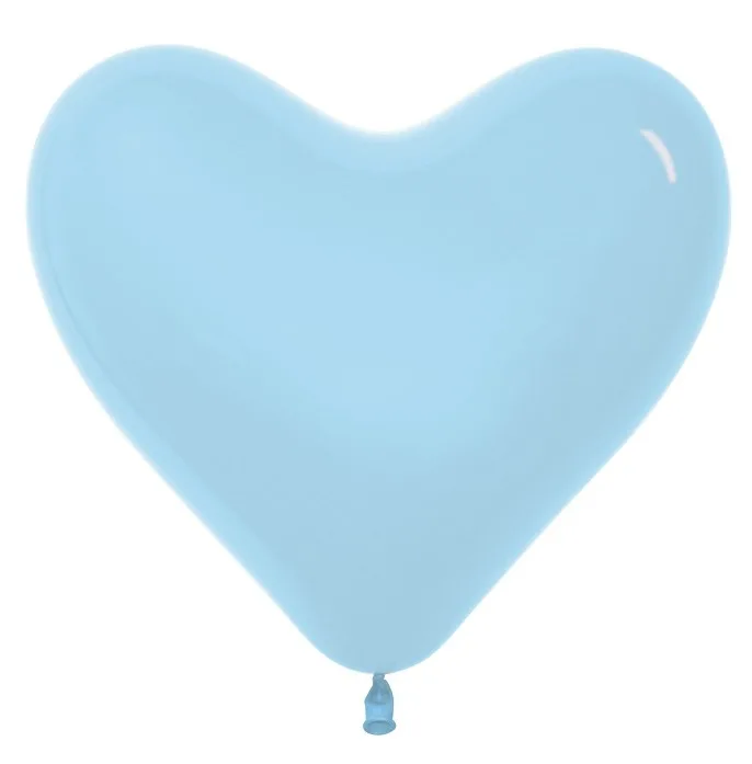 S Сердца 6"/15см Светло-голубой / Blue / 100 шт. / (Колумбия)