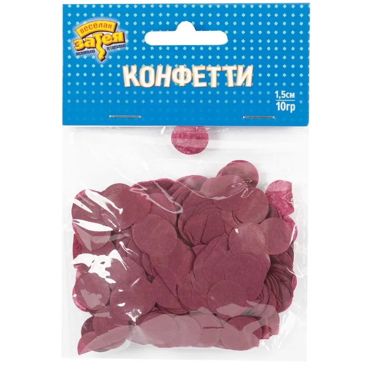 Конфетти Круги тишью Бордовые 1,5см10гр