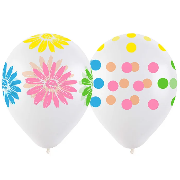 Т 12"/30см Разноцветный микс Ромашки и горох (2 дизайна), Кристалл, 5 ст. / 100 шт./ (Турция)