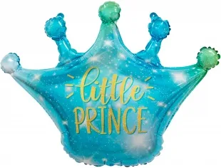 F 30"/76 см Корона,Маленький принц (искорки звезд) Голубой 1 шт. (Китай)