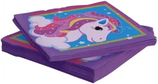 Салфетки Нежный единорог, 33*33см, Сиреневый/ 20 шт./