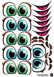 Наклейки "Глаза.Рты №6" 6 компл.