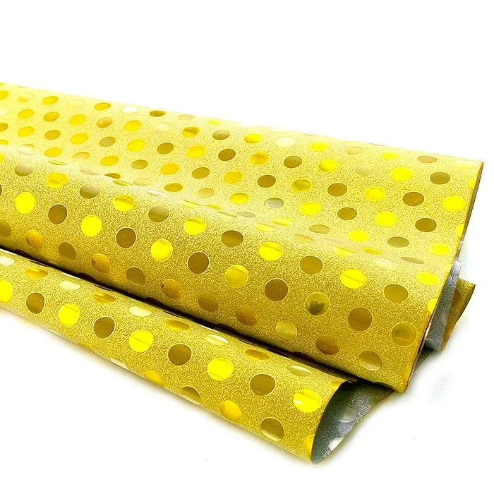 Пленка с глиттером "Горох" Золото / рулон 50 см*4,5 м 40 мкм (Китай)