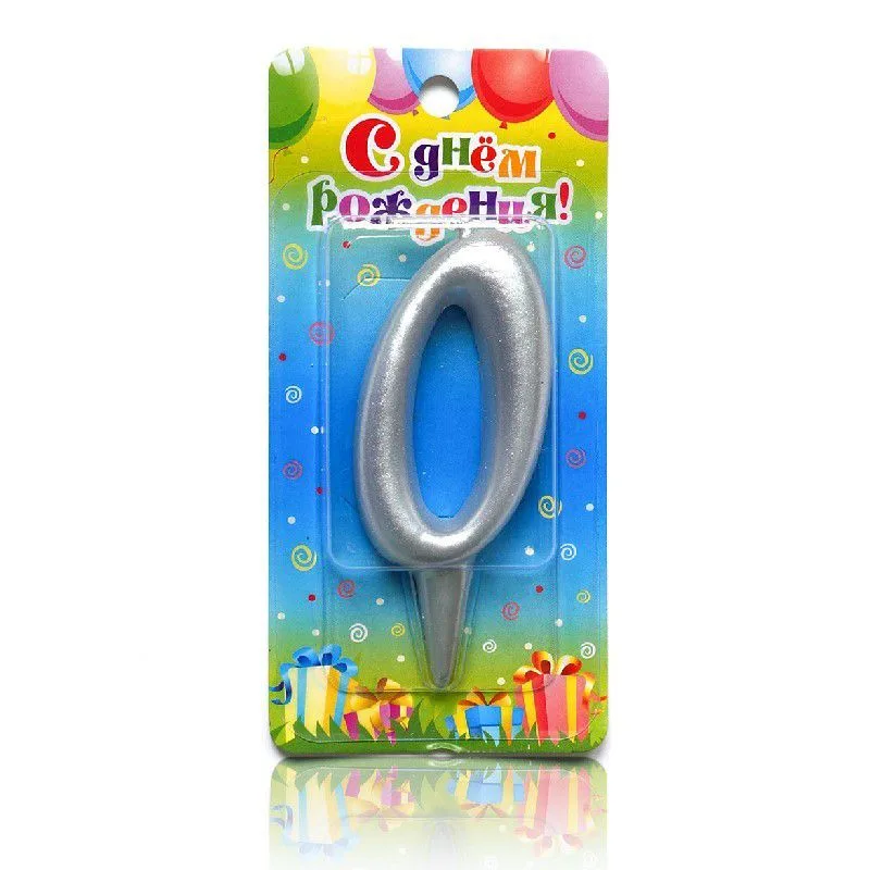 Свеча тортовая цифра "Универсальная. Серебряная" 0 /1 шт/ (Россия)