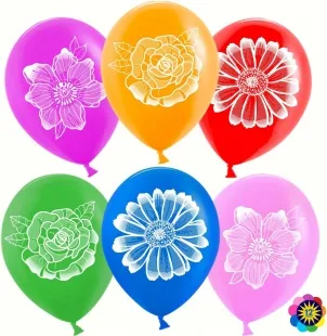 ВВ 12"/30см Цветы, Ассорти, лайт, пастель, 2 ст, 50 шт. /(Малайзия)