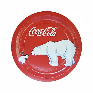 Тарелки "Сoca-Cola" Белый мишка  / 23 см./набор 6 шт./(Россия)