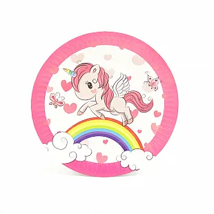 Тарелки "Единорог на радуге"  18см. (уп. 6 шт.)