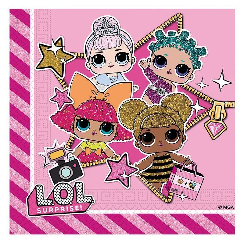 Салфетки "Куклы ЛОЛ", 33*33см ,20шт