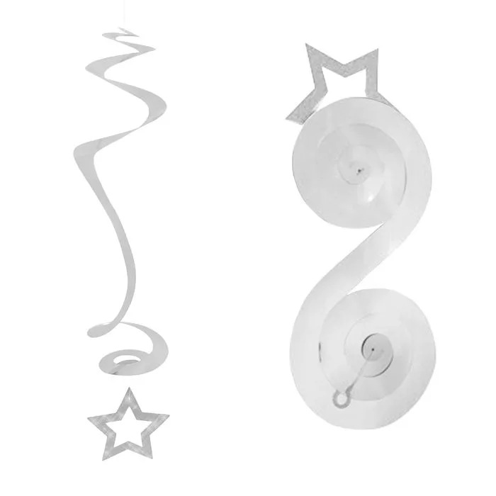 Подвесные спирали "Звезды" Серебряные 27*13 см/ набор 3 шт./ (Китай)