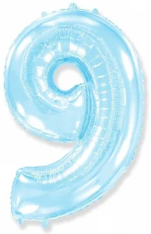 И 40"/102см Цифра, 9, Голубой, в упак. 1 шт.  (Испания)