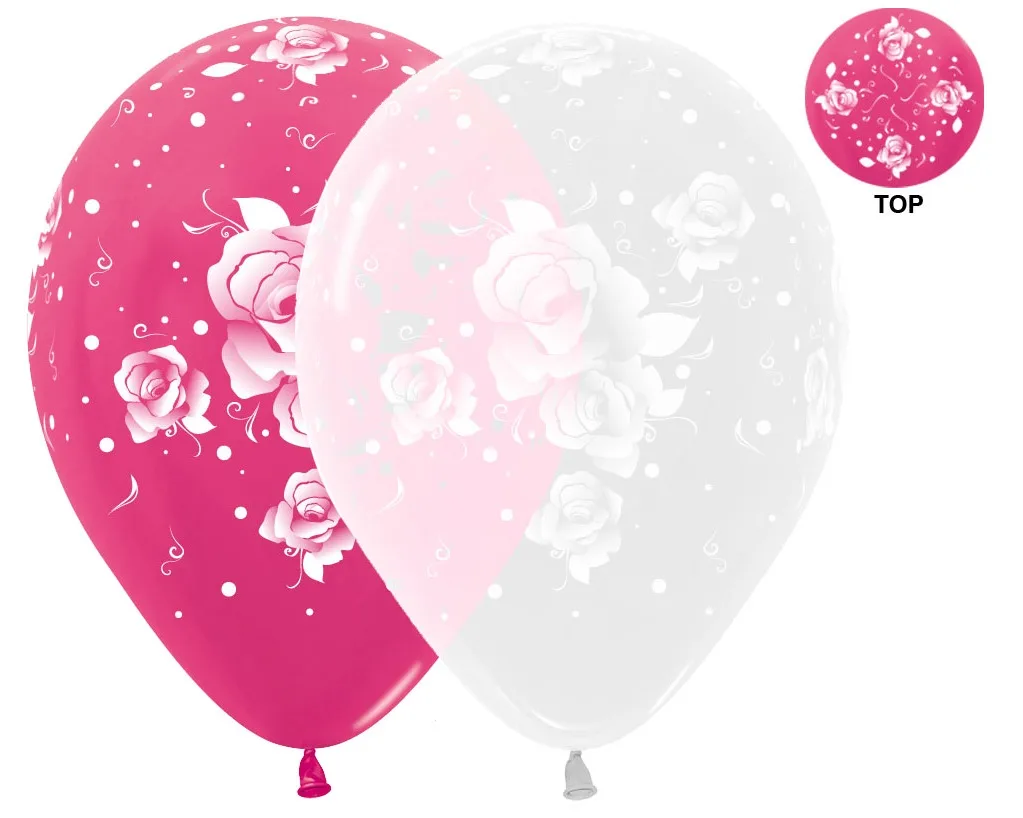 S 12 Розы 2 (Красный, Прозрачный) Кристал / 100 шт. / (Колумбия)