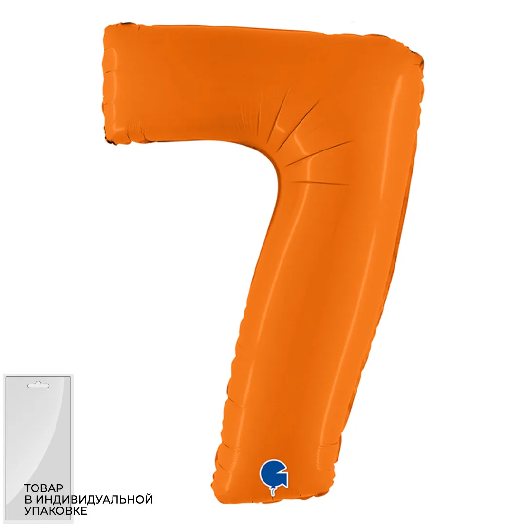G 40"/102см Цифра, 7, Оранжевый, Сатин, 1 шт. в упак. (Италия)