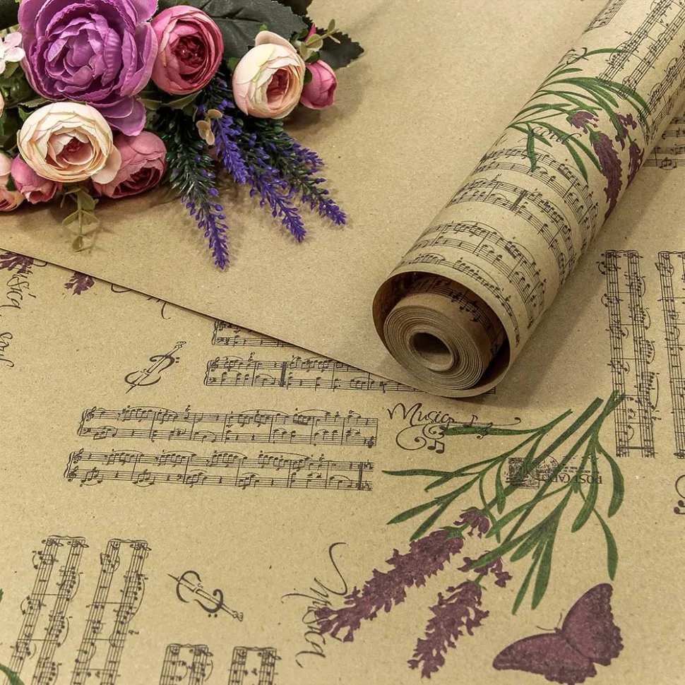 Упаковочная бумага, Крафт 70гр (0,7*10 м) Экошик, Лаванда блюз, 1 шт.