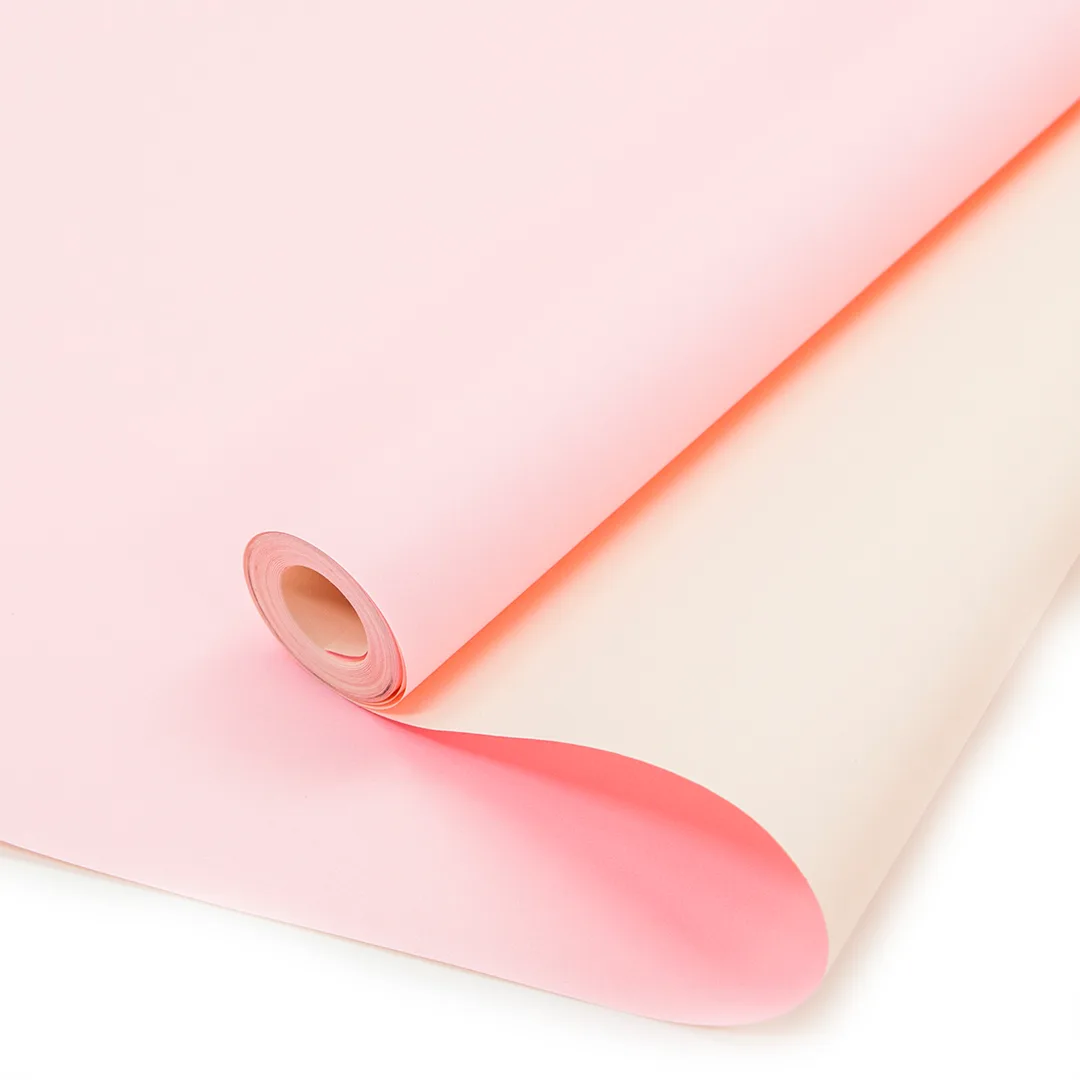 Упаковочная бумага, Крафт (0,7*10 м) Кремовый/Розовый, 1 шт.