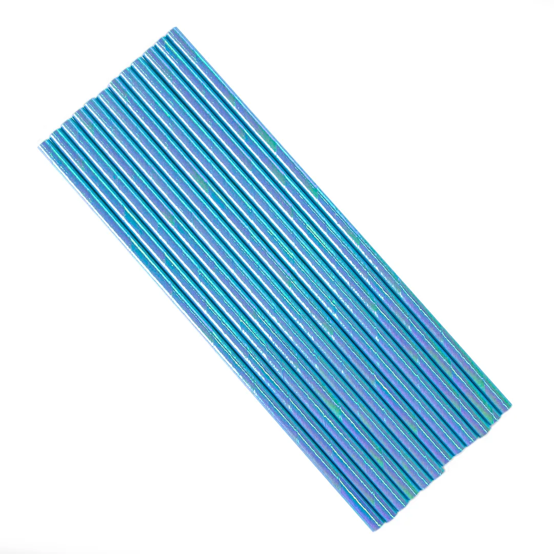 Трубочки для коктейлей, Голубой, металлик, 12 шт.