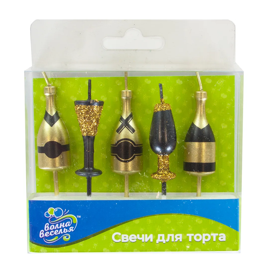 Свеча Фигура, Шампанское и бокалы, Ассорти, 5 шт.