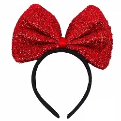 Ободок с бантиком, Блестящий красный, 1 шт.(Китай)