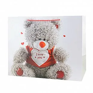 Пакет подарочный "Серый мишка" 40*50*25 см