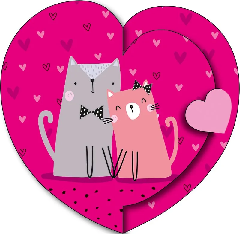 Валентинка 85*85 мм Коты (10 шт.)