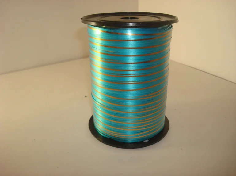 Лента с Золотой полоской	бобина 0,5 см / 250 м Голубой (Россия)