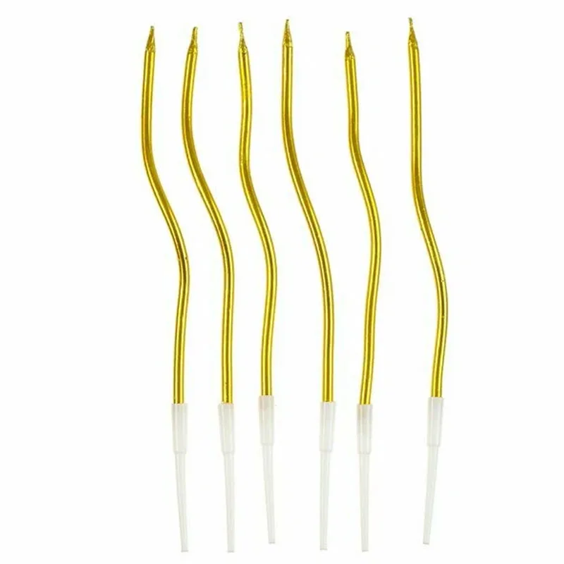 Свечи тортово-коктейльные Спираль Золото 13 см 6 шт.