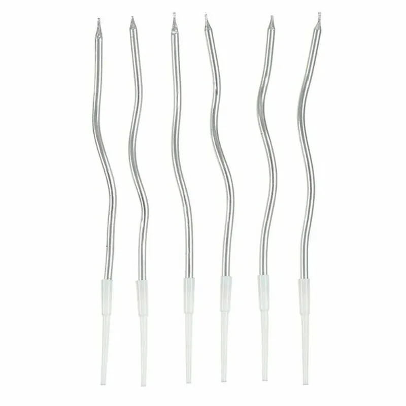 Свечи тортово-коктейльные Спираль Серебро 13 см 6 шт.