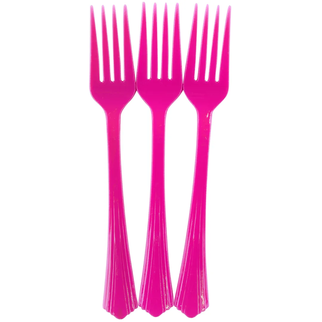 Вилки, Премиум, Ярко-розовый, 17 см, 10 шт.