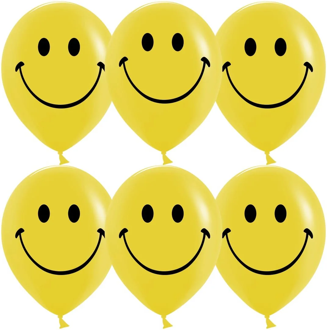 К 12"/30см Смайл, Желтый, пастель, 2 ст, 25 шт. / (Китай)