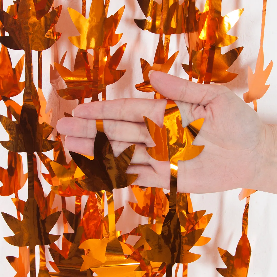 Занавес Листья, Оранжевый, Металлик, 100*200 см, 1 шт.