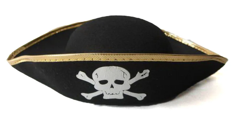 Шляпа-треуголка "Пират" с чкрепом и золотым кантом (Китай)