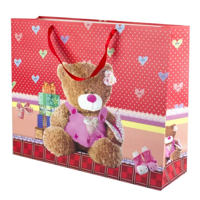 Пакет подарочный "Плюшевый мишка" Красный/50*40*15см