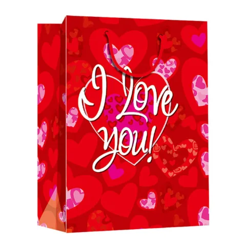 Пакет подарочный "Я тебя люблю.Сердца" /26*32*12см