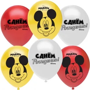 О 12''/30 см Микки Маус, Ассорти, пастель, 2 ст, 25 шт.  (Турция)