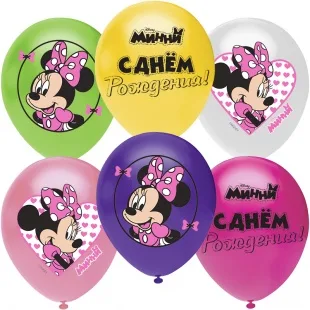 О 12''/30 см Минни Маус, Ассорти, пастель, 1 ст, 25 шт.   (Турция)