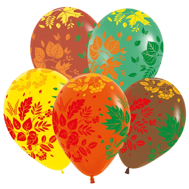 S 12"/30смЛистья Осень, Ассорти Пастель 5 ст./25 шт./(Колумбия)