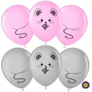 ВВ 12''/30 см "Мышка" Серебро, Розовый, пастель 2 ст, 50 шт.(Малайзия)
