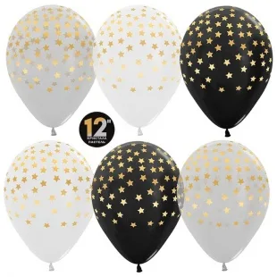 S 12"/30см Звездочки , Ассорти, Пастель, 5 ст./ 50 шт./ (Колумбия)