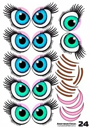 Наклейки "Глаза.Рты №24" 6 компл.