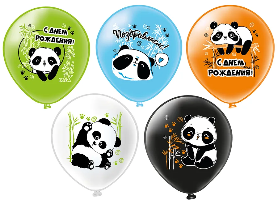 Б 12"/30см СДР! Панды 5 дизайнов/25 шт./(Таиланд)