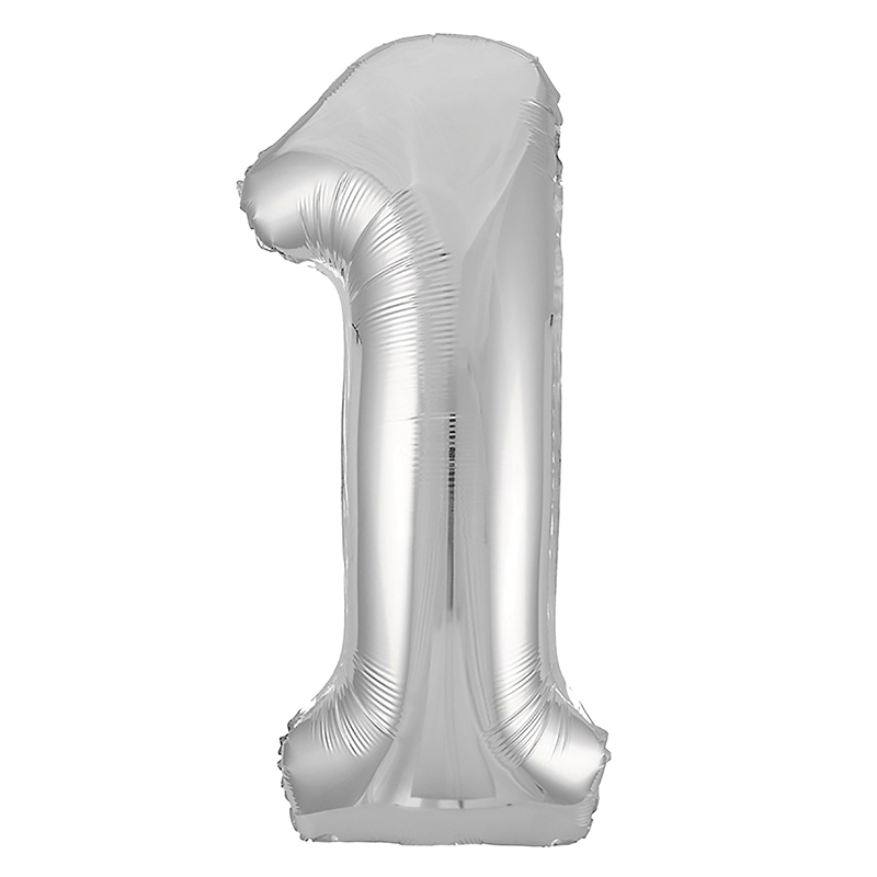 Р 40"/102см Цифра 1 Серебро, Slim/1 шт./(Россия)