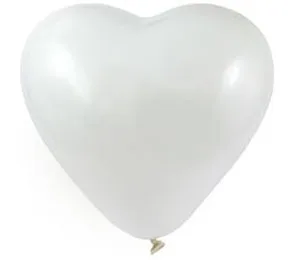 И 12"/30см Сердце, Пастель, Белый  (100 шт.) / Испания