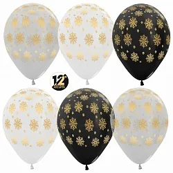 S 12''/30 см Снежинки, Ассорти (005/080/390), пастель, 5 ст, 50 шт.(Колумбия)