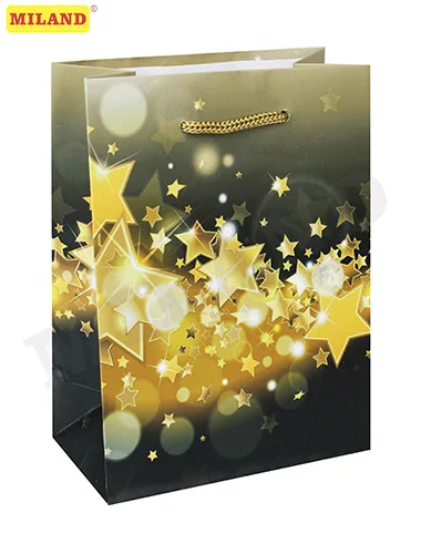 Пакет подарочный с матовой ламинацией 11.5x14.5x6 см (S) Волшебные звёзды