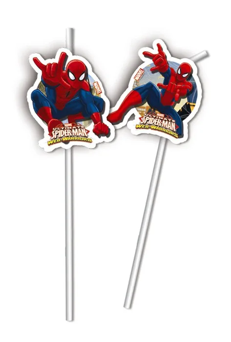 Трубочки коктейльные "Человек-Паук" / 6 шт.