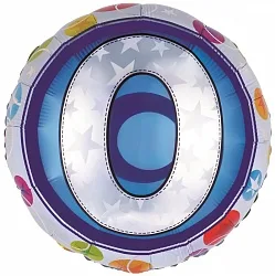 F 18"/46см Круг, Цифра "0" Красочная, 1 шт (Китай)