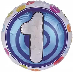 F 18"/46см Круг, Цифра "1" Красочная, 1 шт (Китай)