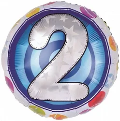 F 18"/46см Круг, Цифра "2" Красочная, 1 шт (Китай)
