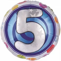 F 18"/46см Круг, Цифра "5" Красочная, 1 шт (Китай)