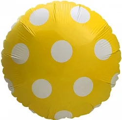 F 18"/46см Круг Большие Точки, Желтый/ 1 шт / (Китай)