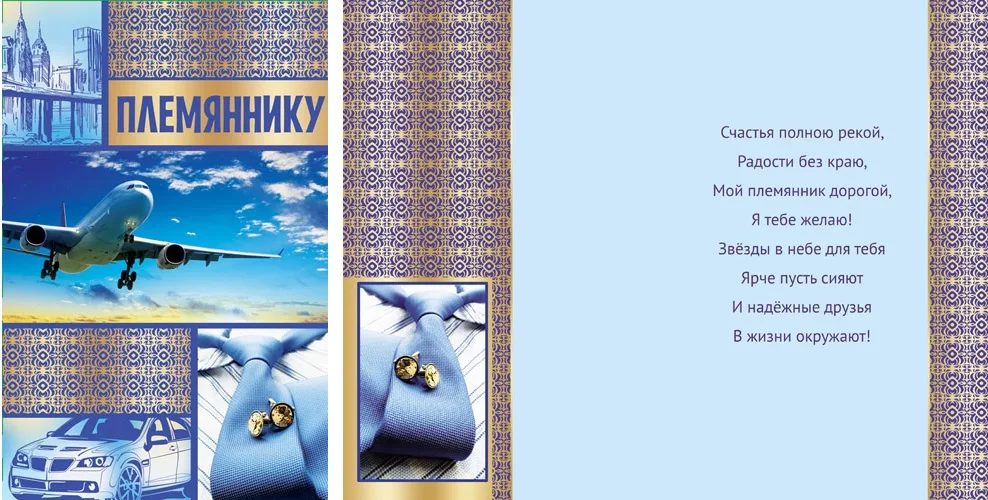 Открытка А5 Племяннику! Самолет (10 шт.)